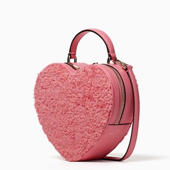 Kate Spade Love Shack Heart Purse In Pomegranate NWT Crossbody Saffiano Leather - Picture 2 of 9